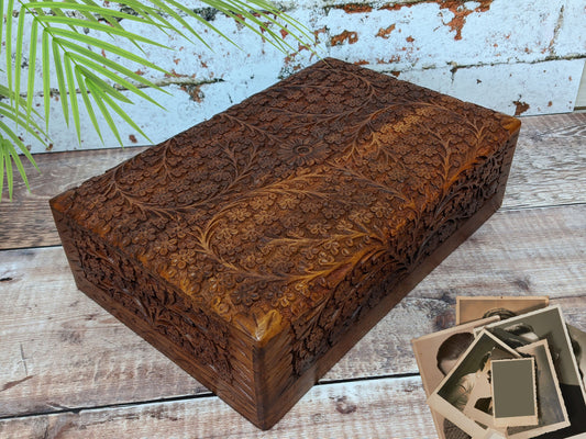 Floral fine intricately needle carved Box Great Jewellery Box - Easterninspiration