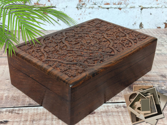 Floral Carved Jewellery Box Wave design - Easterninspiration