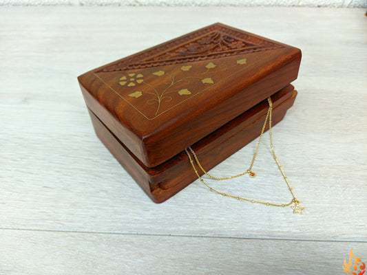 Floral Wooden small Jewellery Lock Box - Easterninspiration