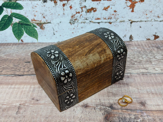 Floral embossed Wooden Dice chest Dice Box - Easterninspiration
