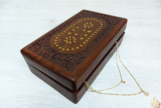 Small Floral Carved Inlaid Jewellery Box - Easterninspiration