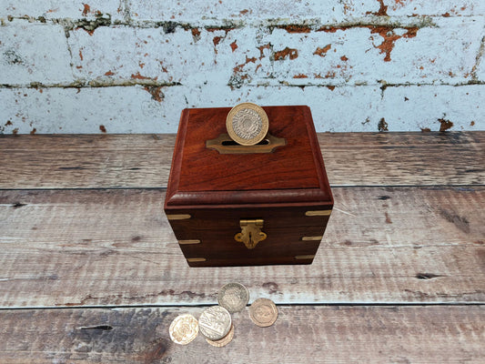 Money Box Piggy Bank Square plain Wooden great Rainy fund box - Easterninspiration