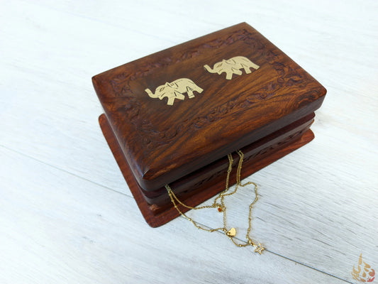 2 Elephant brass Hidden Lock Jewellery Box - Easterninspiration