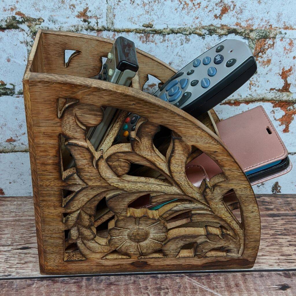 Light Rustic Mango cured fan shaped Remote control stand