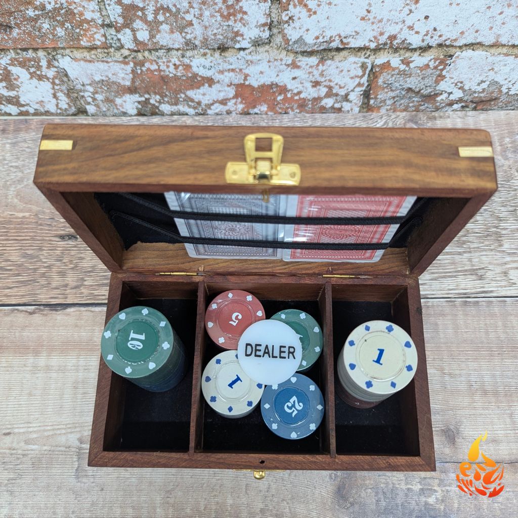 Rustic Mens Wooden Mini Poker Set