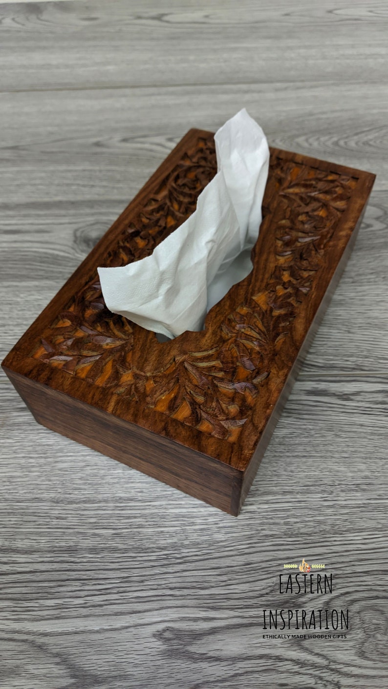 Floral carved/adult gifts/ tissue holder cover/tissue box cover/coffee table dining room napkin holder/living room decor/Wooden gifts - Easterninspiration