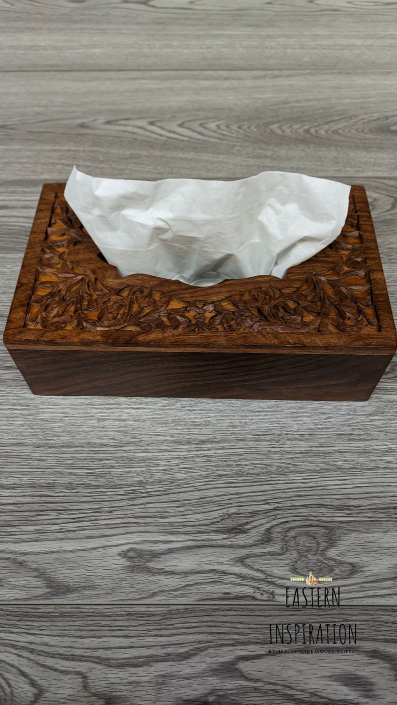 Floral carved/adult gifts/ tissue holder cover/tissue box cover/coffee table dining room napkin holder/living room decor/Wooden gifts - Easterninspiration
