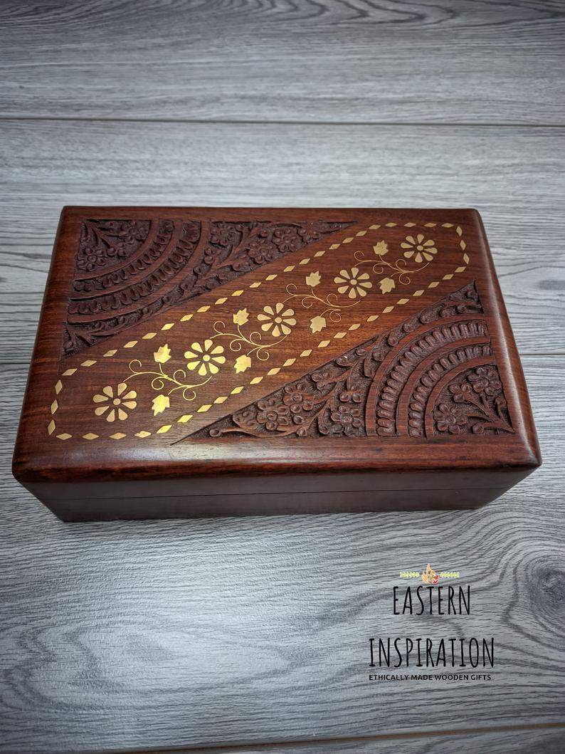 Floral Diagonal Inlaid with carving - Easterninspiration