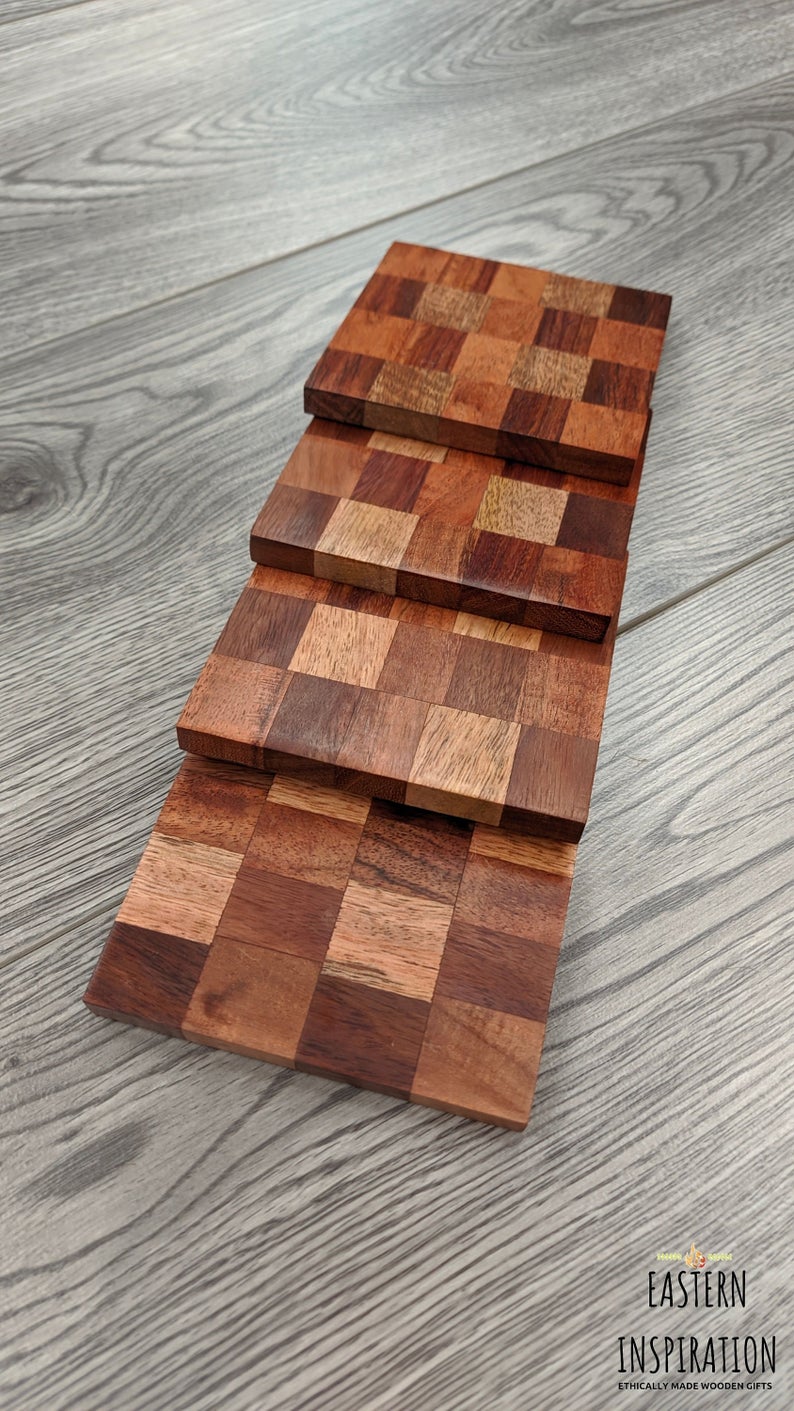 Stylish Coasters set of 4 With Mixwood - Easterninspiration
