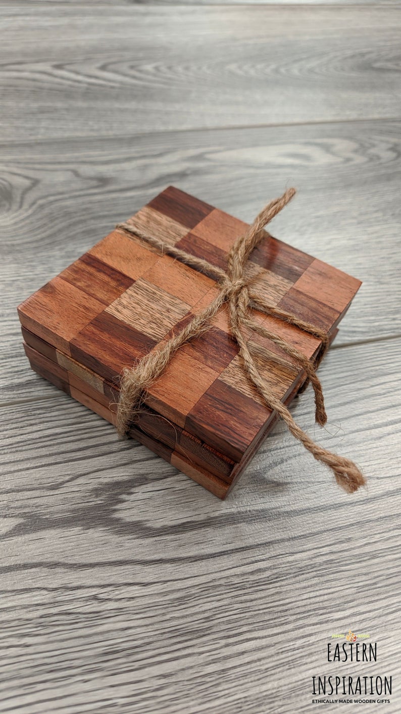 Stylish Coasters set of 4 With Mixwood - Easterninspiration