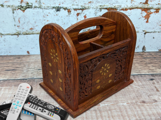 Remote Control stand With 3 Compartments Boho Decor Boho Gifts - Easterninspiration