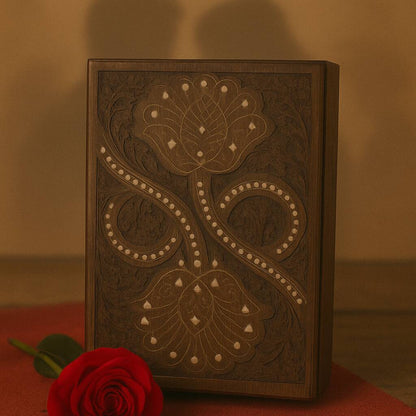 Beautifully needle carved floral Inlaid Jewellery Box
