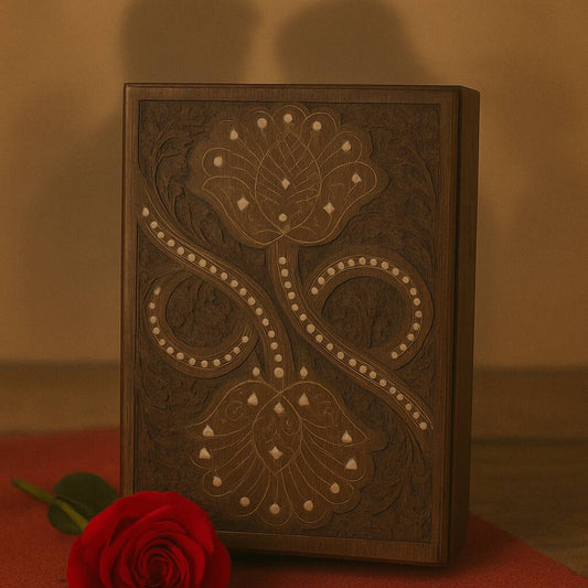 Beautifully needle carved floral Inlaid Jewellery Box