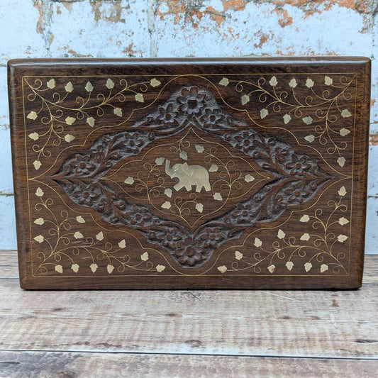 Inlaid  and Carved Elephant Jewellery Box