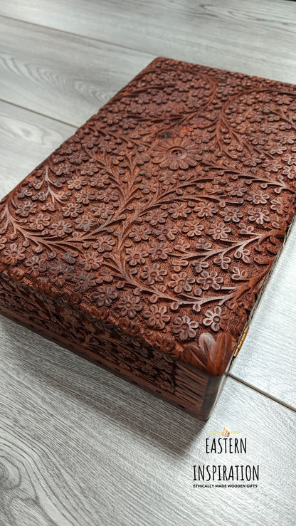 Floral fine intricately needle carved Box Great Jewellery Box - Easterninspiration