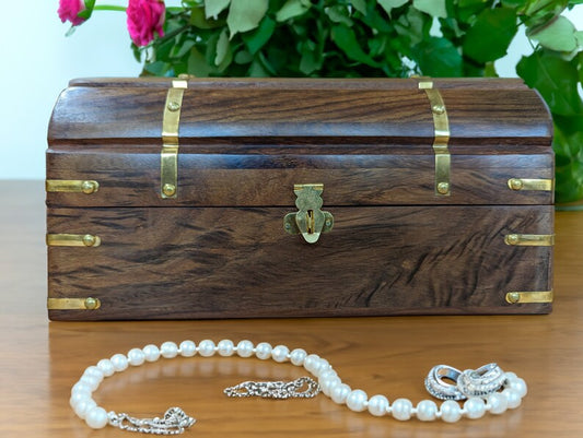 Wooden Chest Jewellery Box or Memento Keepsake Box - Easterninspiration