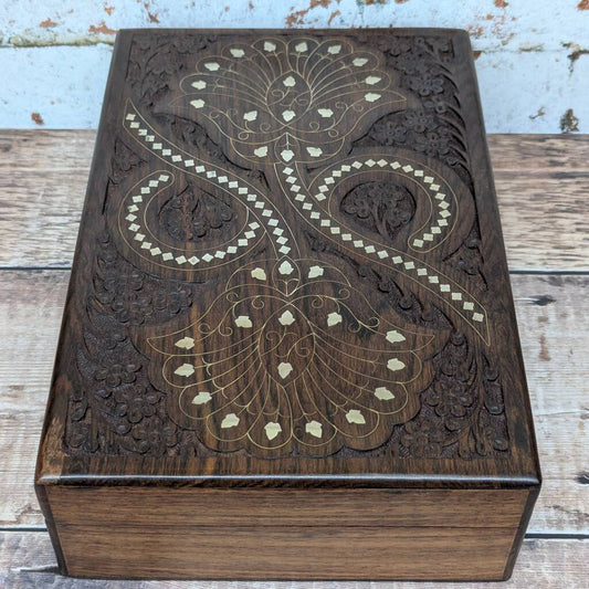 Beautifully needle carved floral Inlaid Jewellery Box