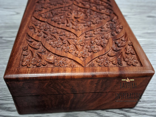 Floral Carved Jewellery Box Wave design - Easterninspiration