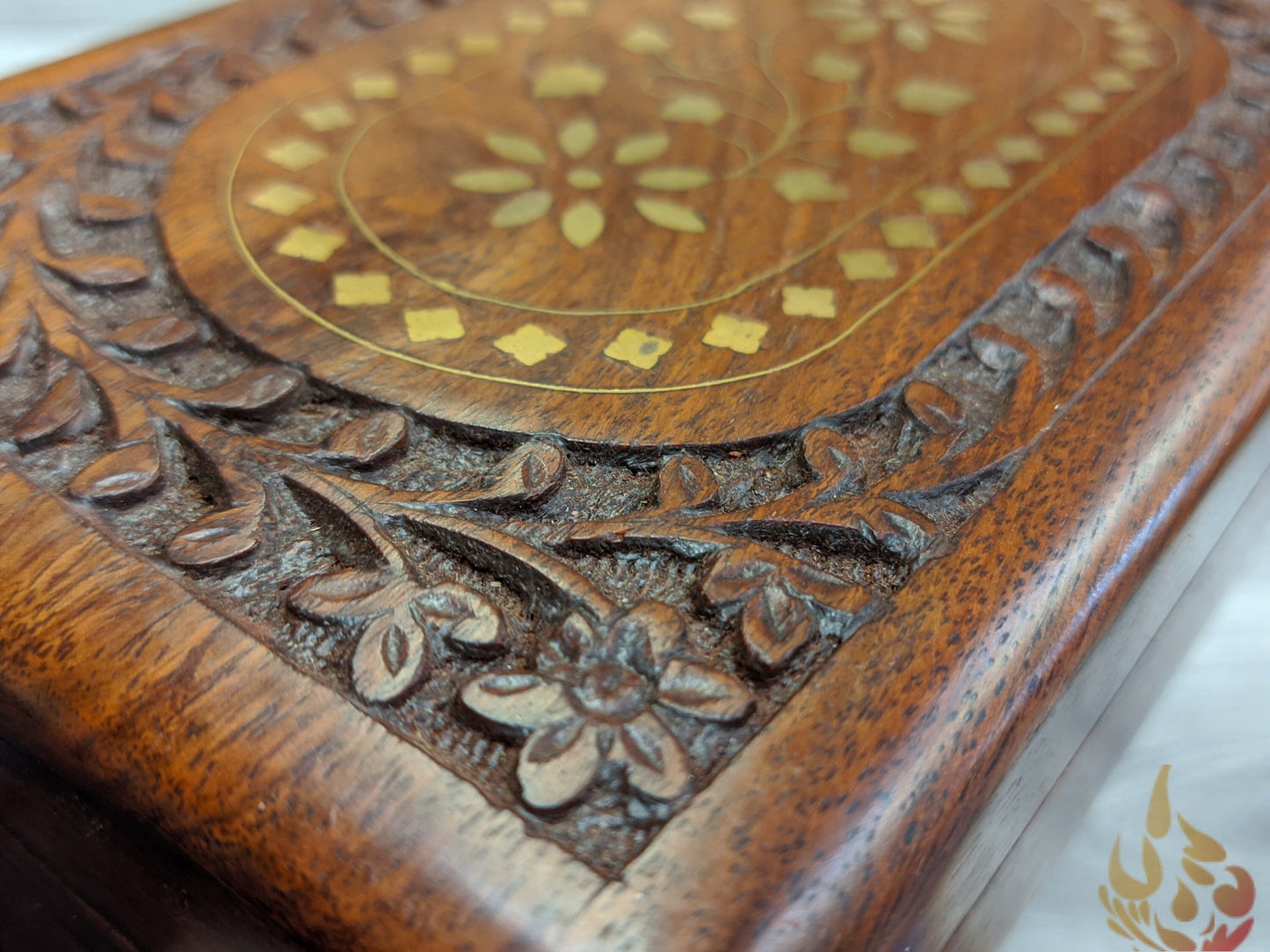 Small Floral Carved Inlaid Jewellery Box - Easterninspiration