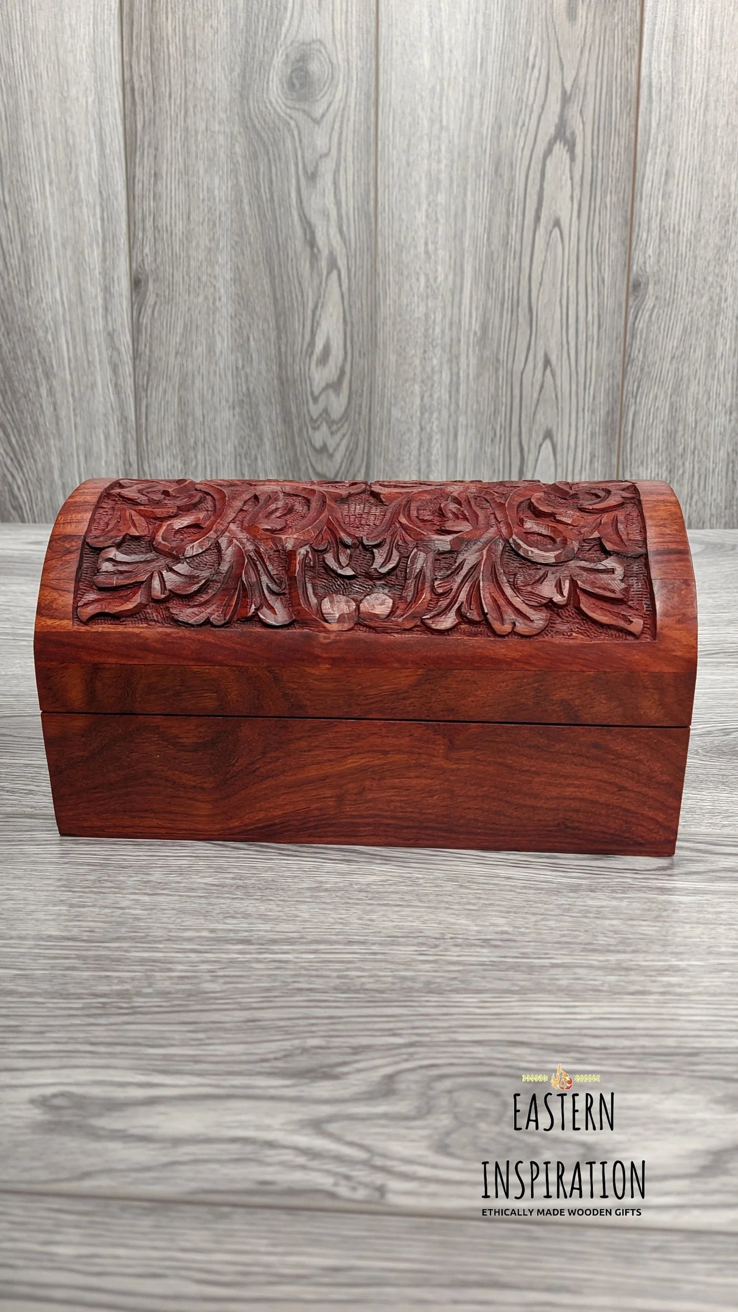 Wooden Floral thick Carved Jewellery Chest - Easterninspiration
