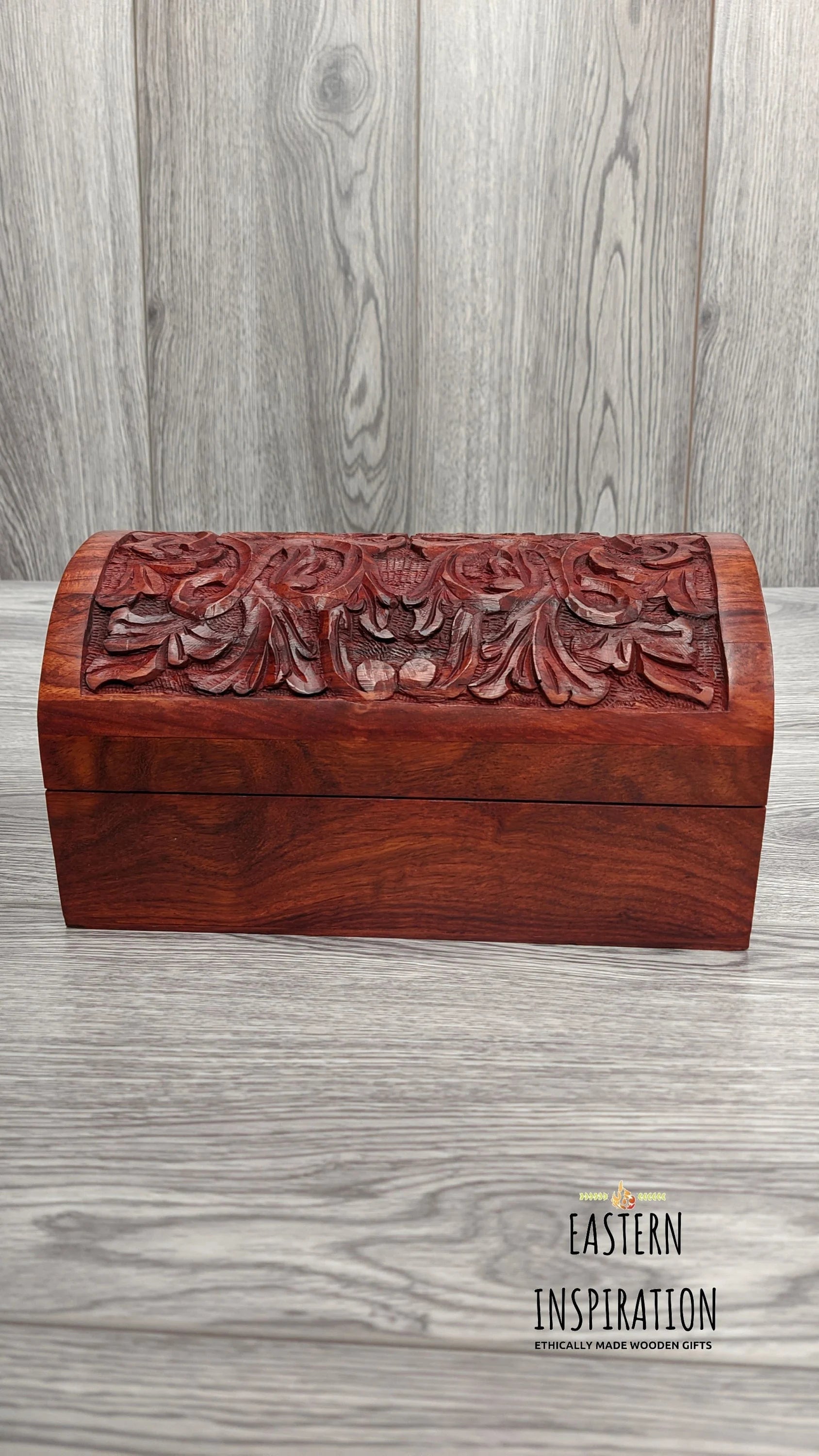 Wooden Floral thick Carved Jewellery Chest - Easterninspiration