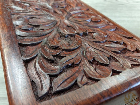 Wooden Thick carved Jewellery Box Reminiscent of a Tree Face - Easterninspiration