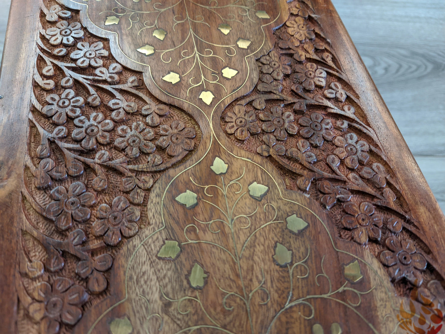 Floral Carved Inlaid Wedding Keepsake memento box - Easterninspiration