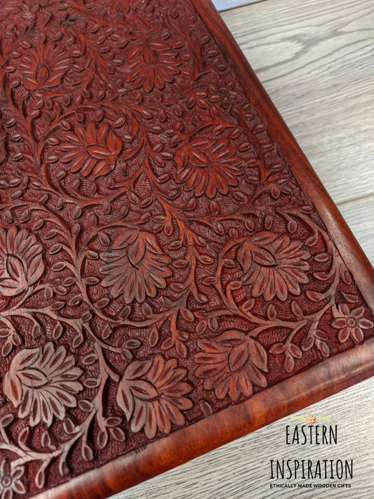Carved Floral wooden Jewellery Box
