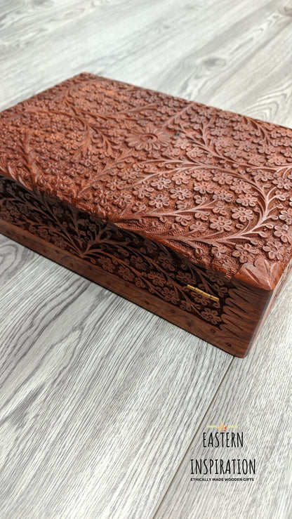 Floral fine intricately needle carved Box Great Jewellery Box - Easterninspiration