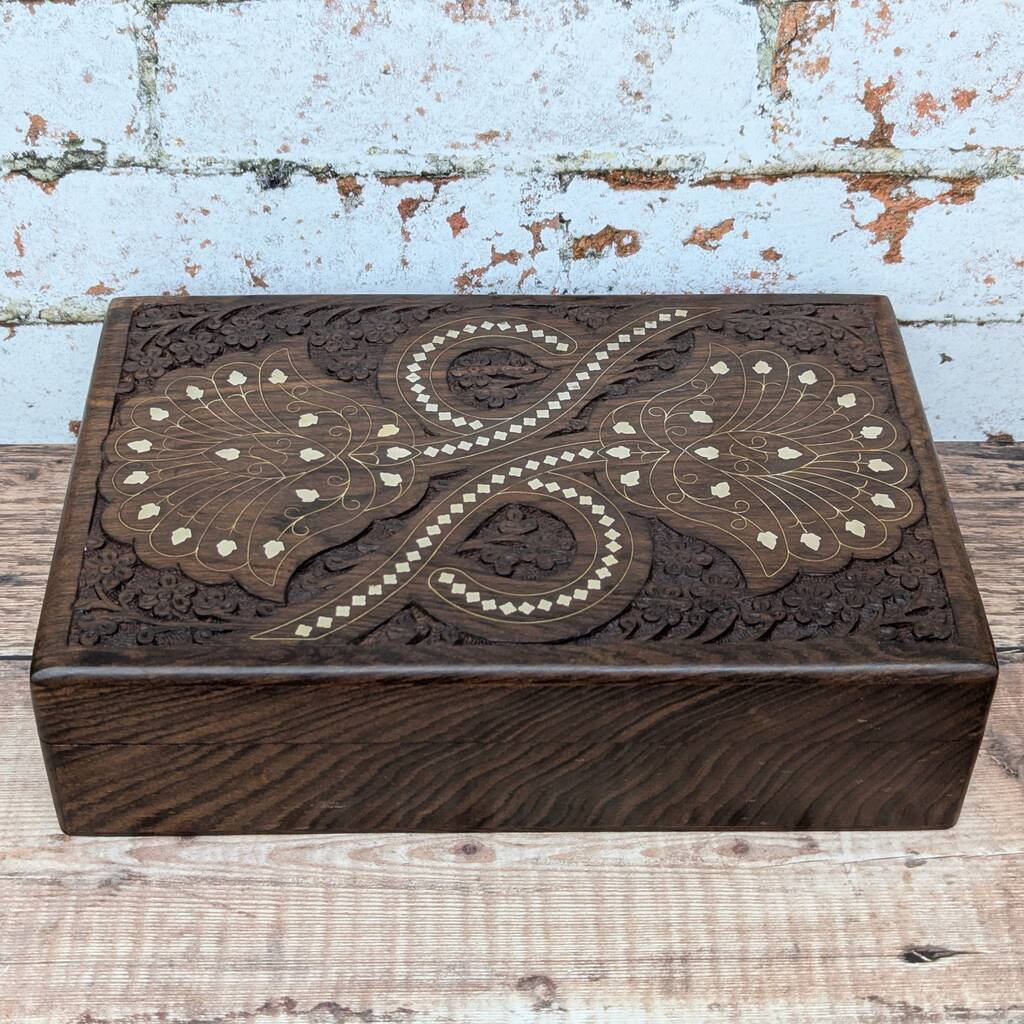Beautifully needle carved floral Inlaid Jewellery Box