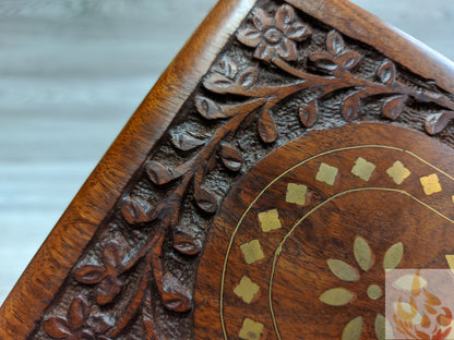 Small Floral Carved Inlaid Jewellery Box - Easterninspiration