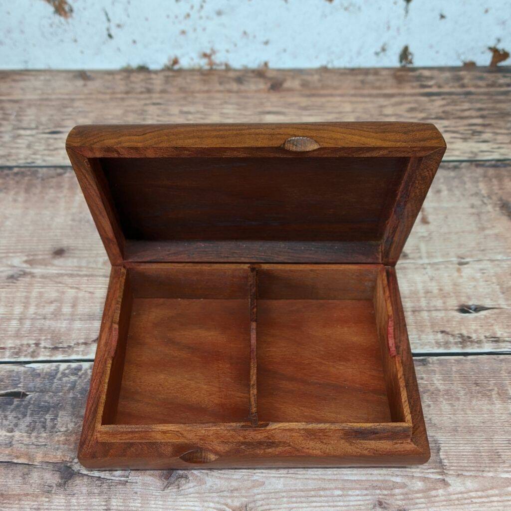 Double Playing Cards Wooden Holder With Ace Emblem