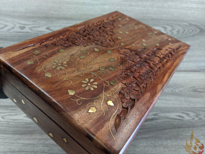 Floral Carved Inlaid Wedding Keepsake memento box - Easterninspiration