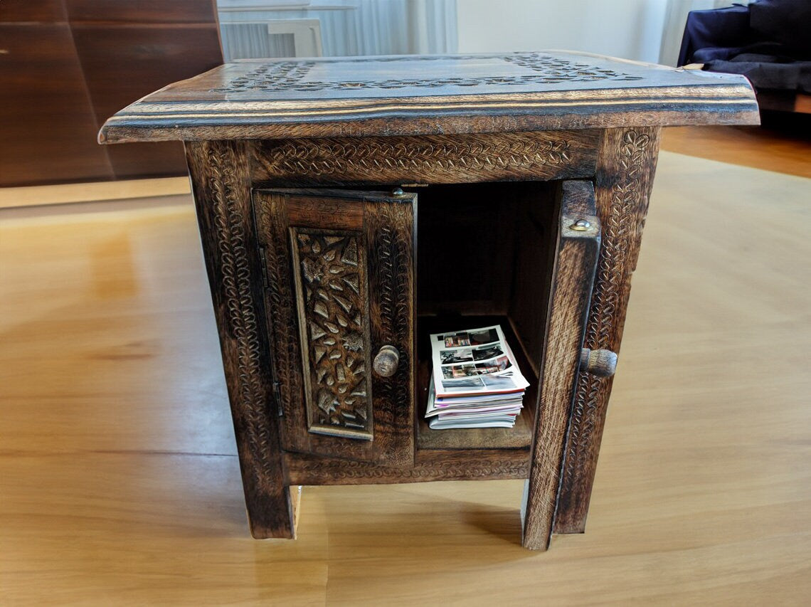 Moroccan Inspired Design Wooden Square Side table - Easterninspiration