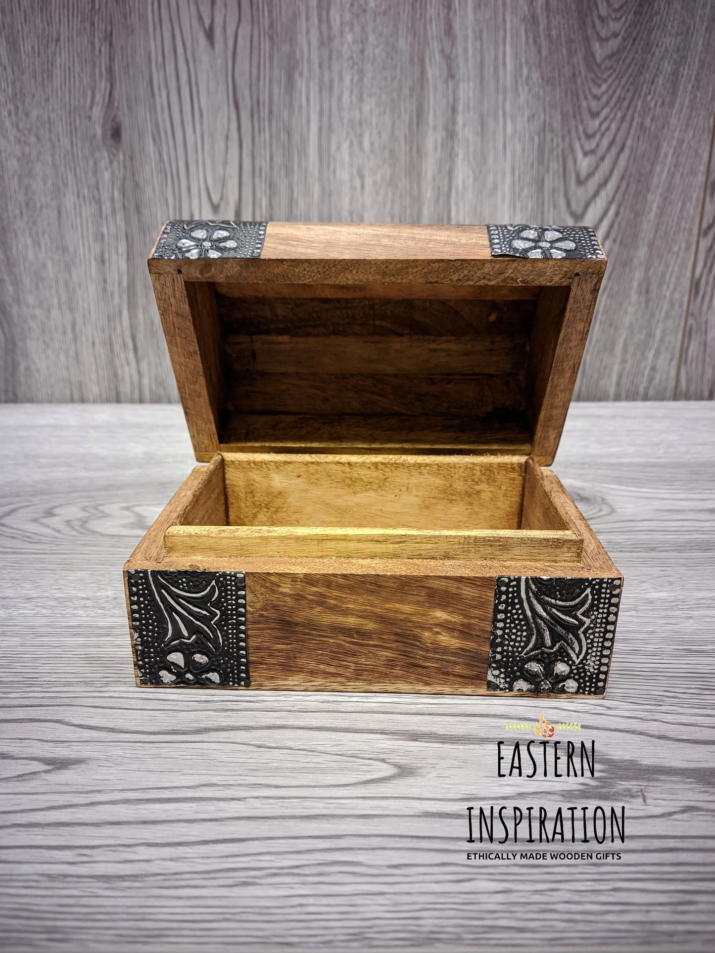 Floral embossed Wooden Dice chest Dice Box - Easterninspiration