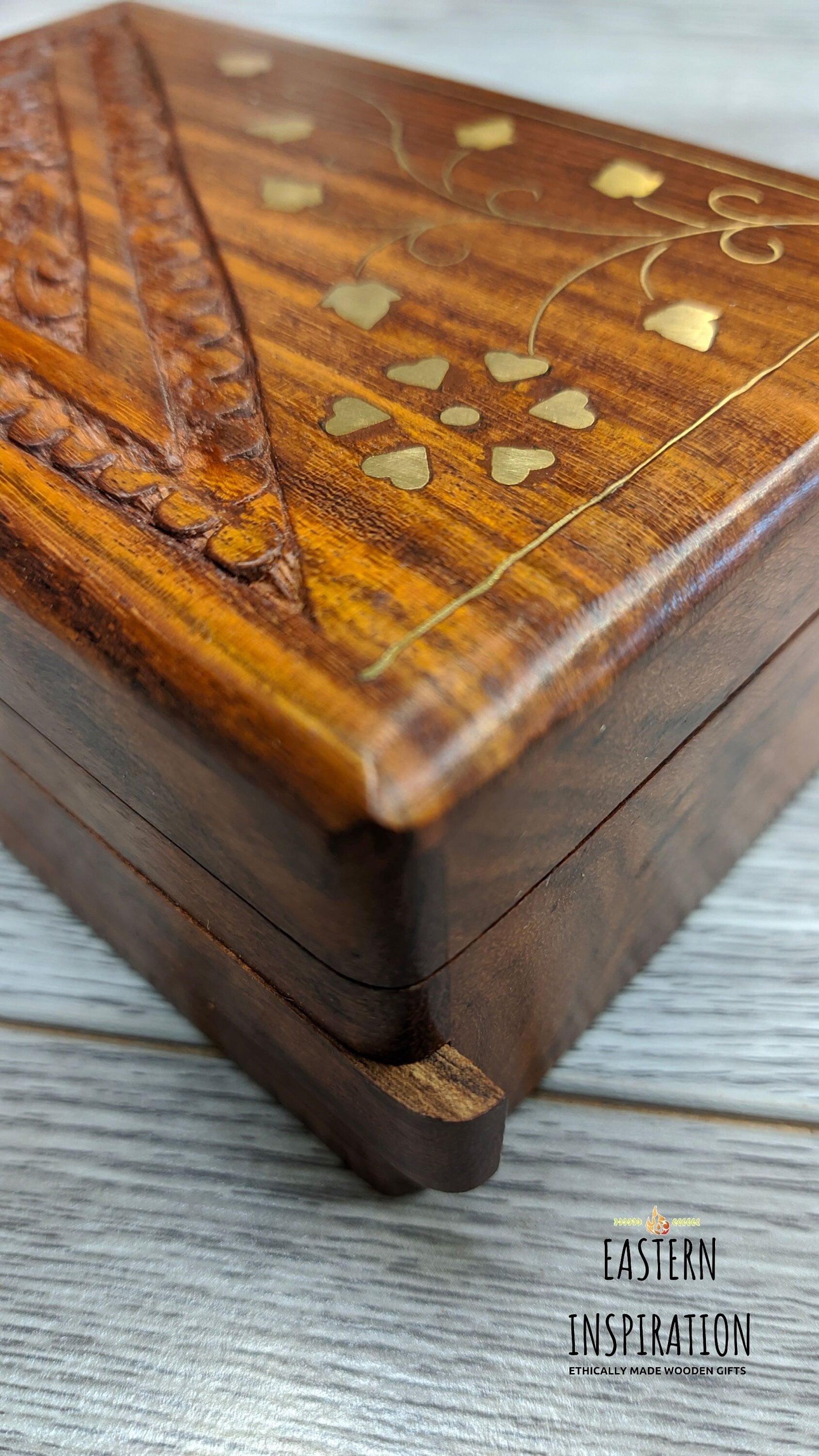 Floral Wooden small Jewellery Lock Box - Easterninspiration