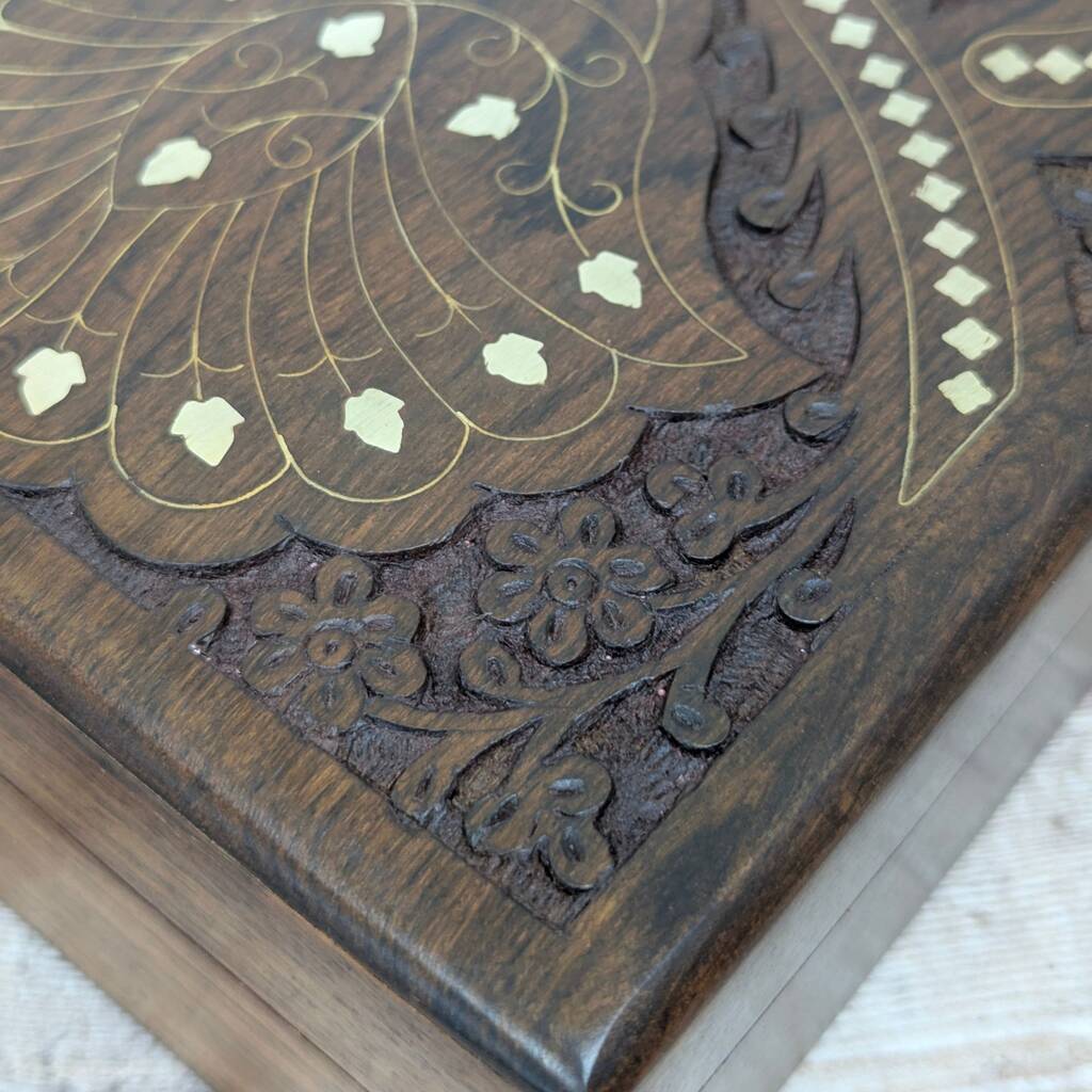 Beautifully needle carved floral Inlaid Jewellery Box