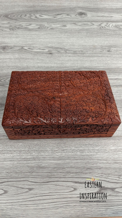Floral fine intricately needle carved Box Great Jewellery Box - Easterninspiration