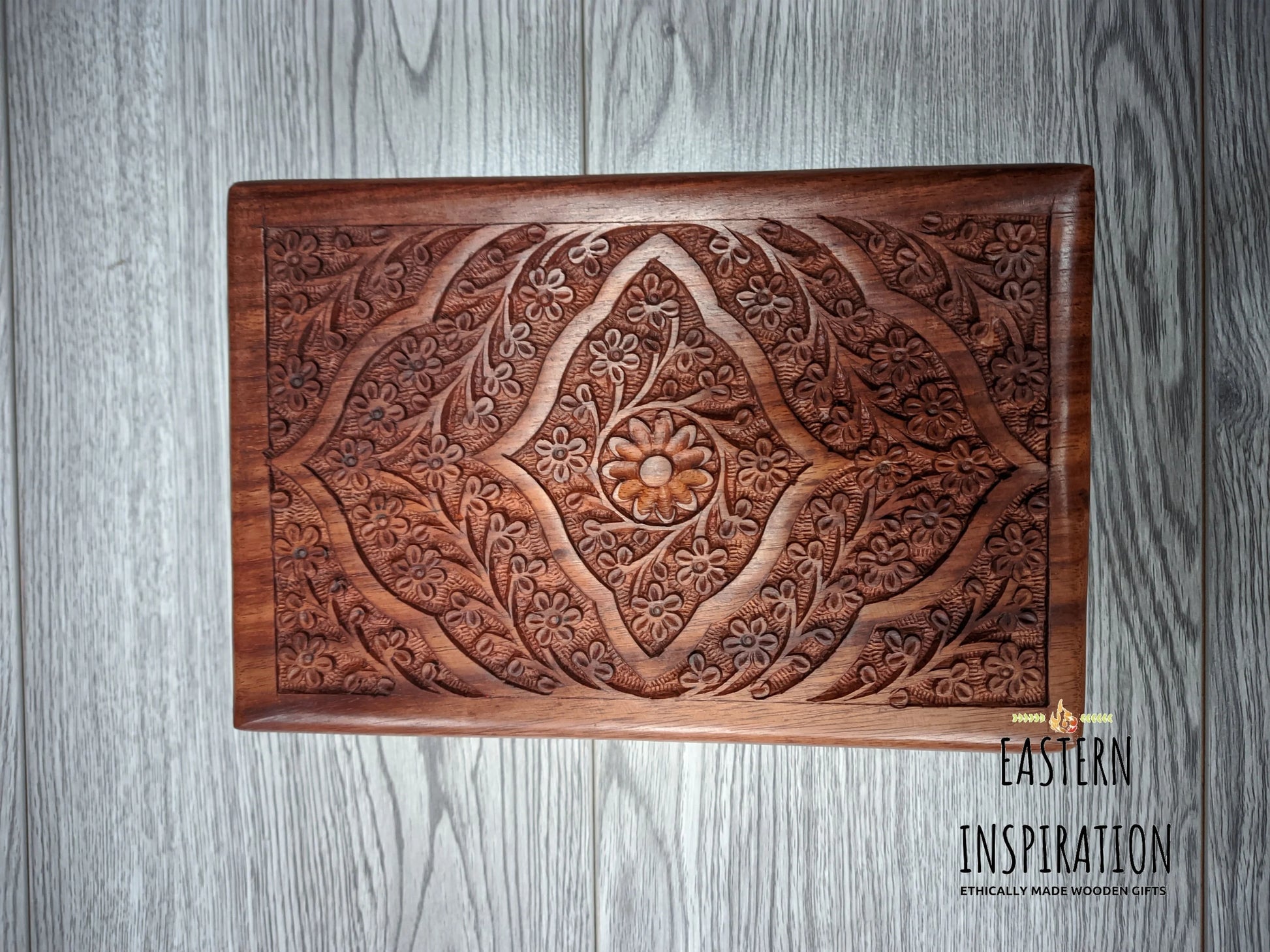 Floral Carved Jewellery Box Wave design - Easterninspiration