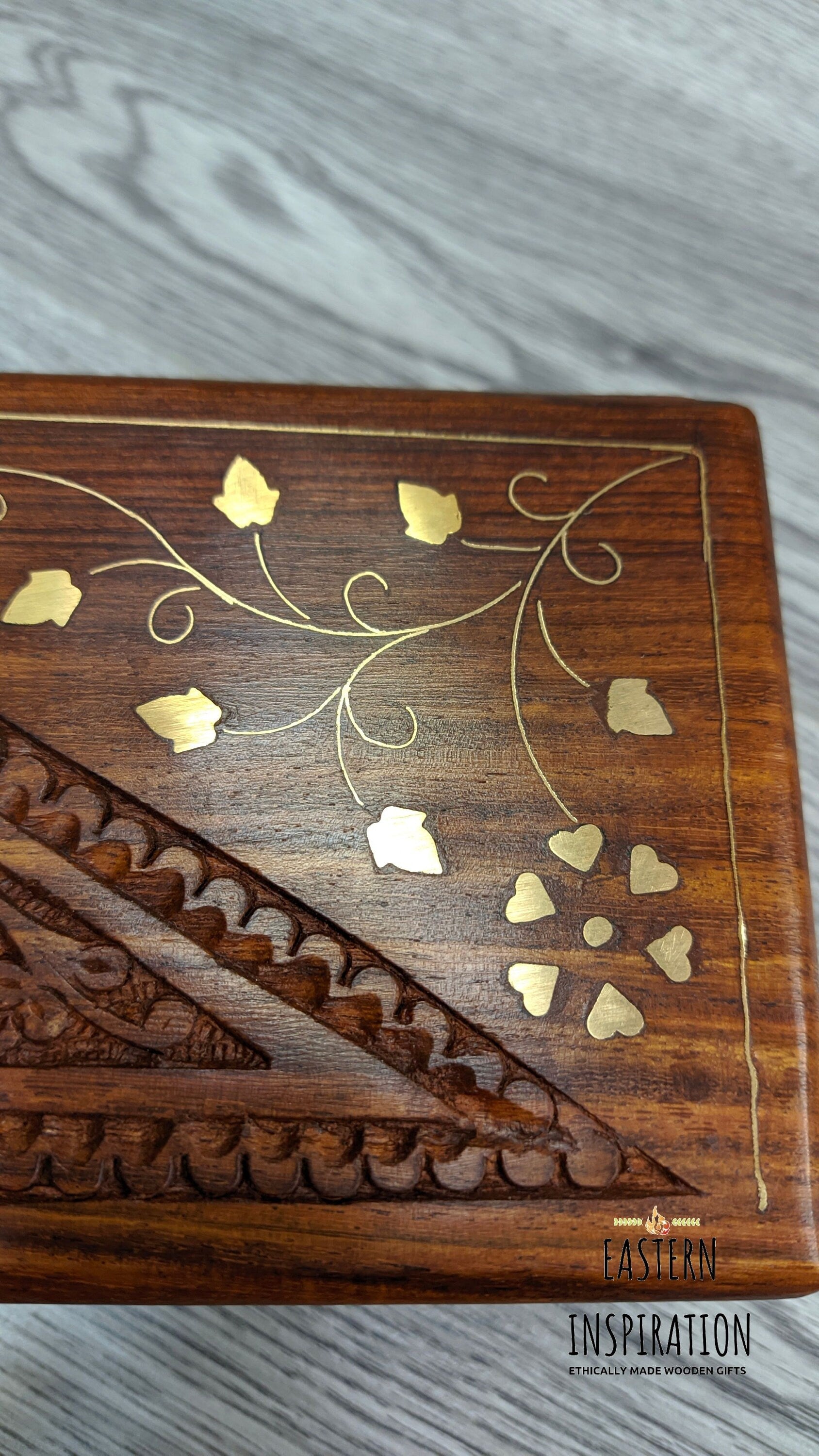 Floral Wooden small Jewellery Lock Box - Easterninspiration