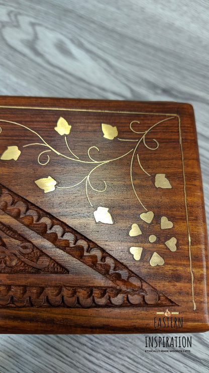 Floral Wooden small Jewellery Lock Box - Easterninspiration
