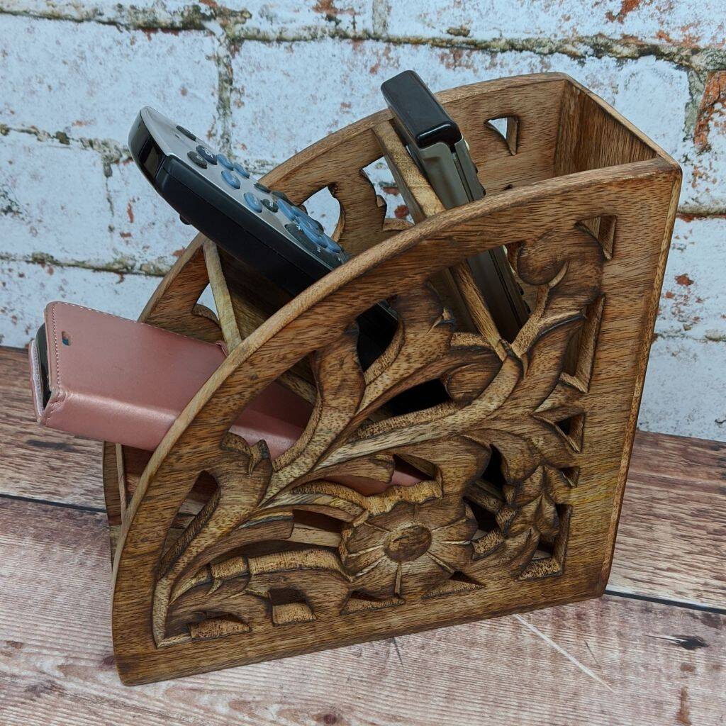 Light Rustic Mango cured fan shaped Remote control stand