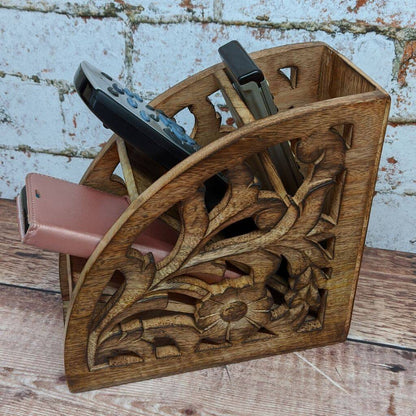 Light Rustic Mango cured fan shaped Remote control stand
