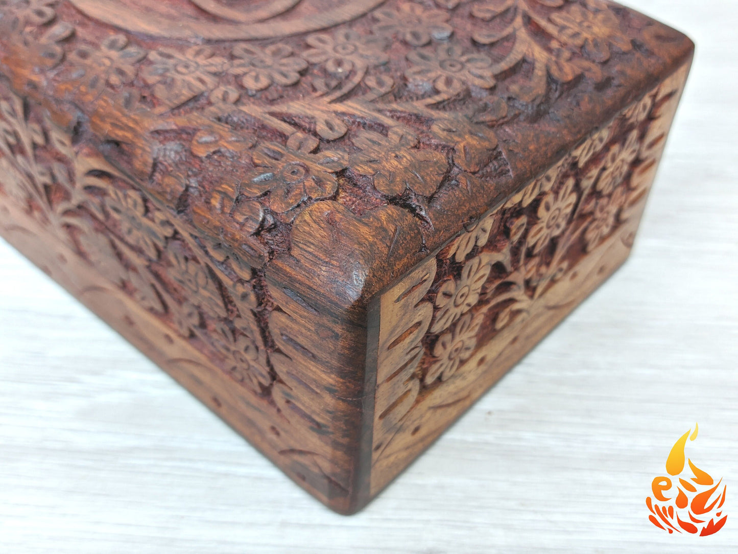 Carved Triquetra Floral Altar Box or small Jewellery box