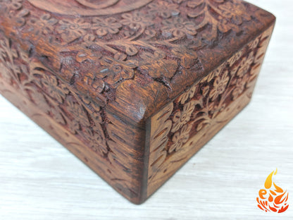 Carved Triquetra Floral Altar Box or small Jewellery box