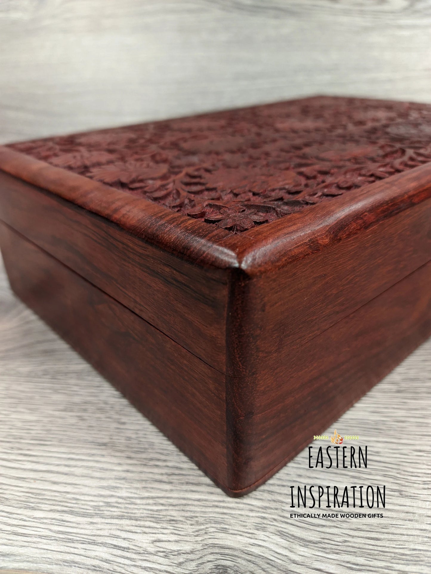 Carved Floral wooden Jewellery Box