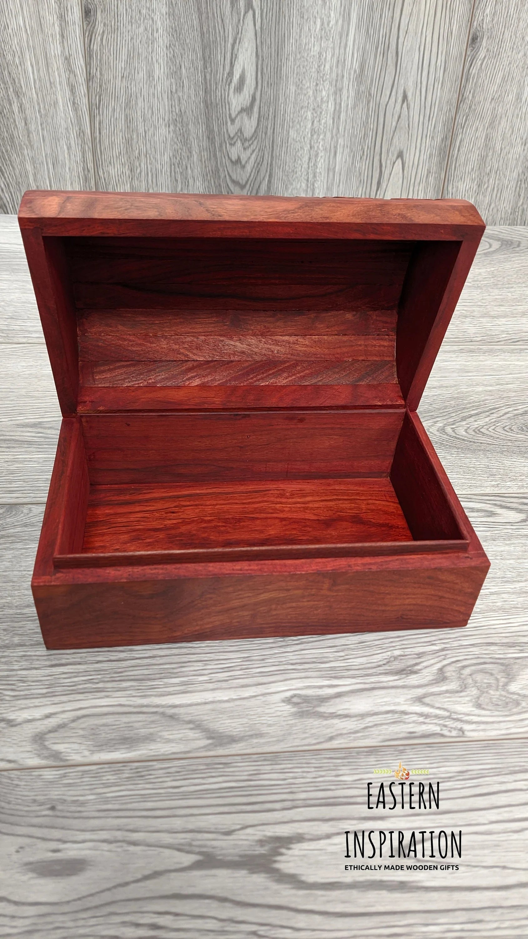 Wooden Floral thick Carved Jewellery Chest - Easterninspiration