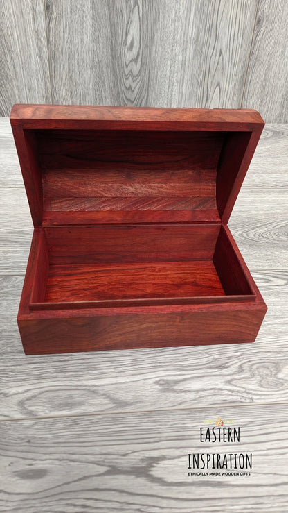 Wooden Floral thick Carved Jewellery Chest - Easterninspiration