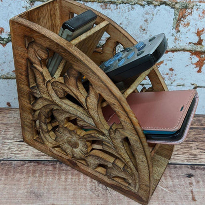 Light Rustic Mango cured fan shaped Remote control stand