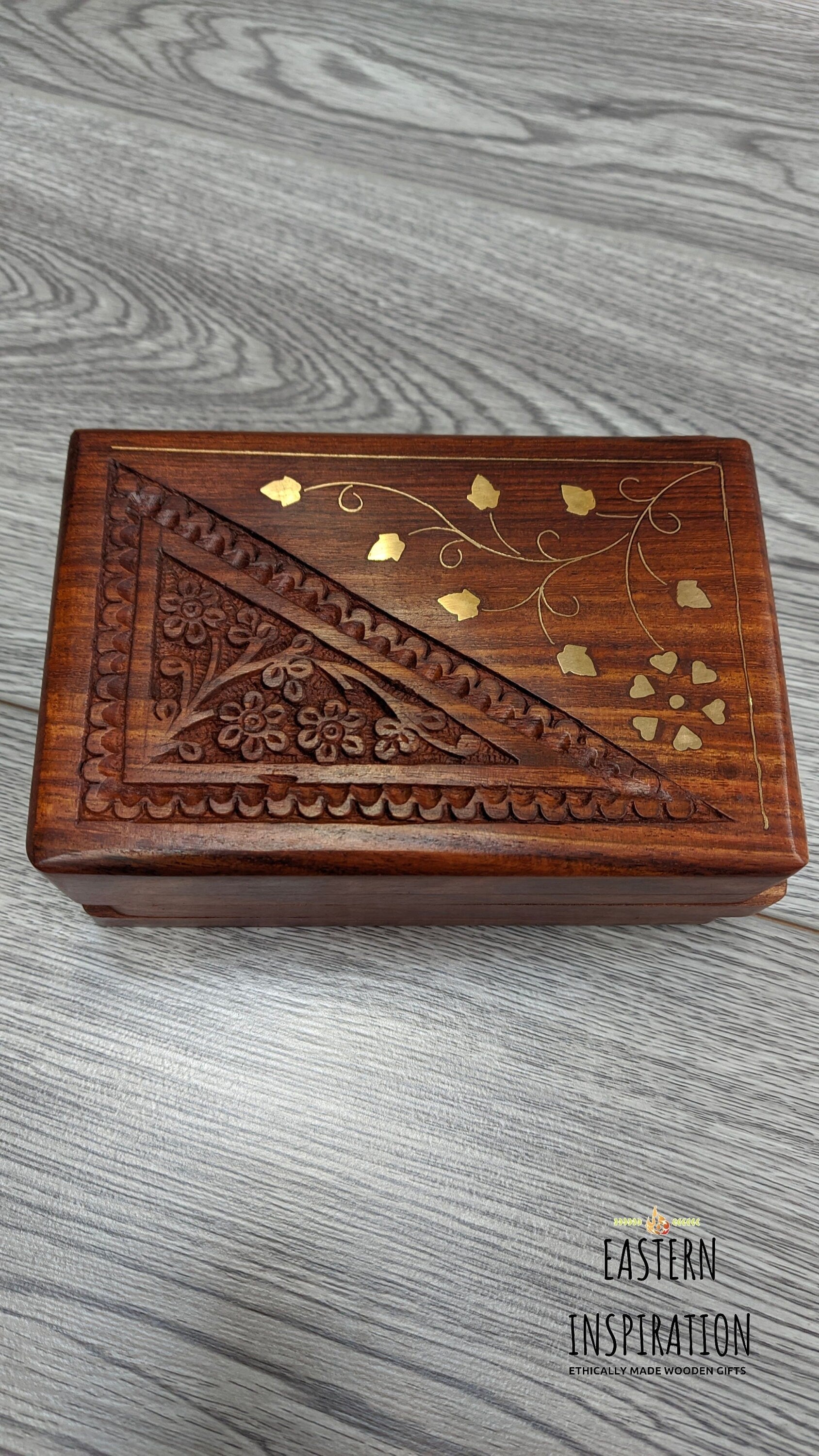Floral Wooden small Jewellery Lock Box - Easterninspiration
